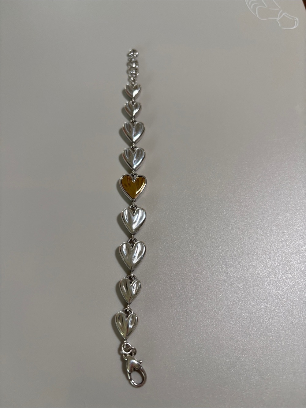 Brighton Two-Tone Heart Link Bracelet — Silver with Gold Accent